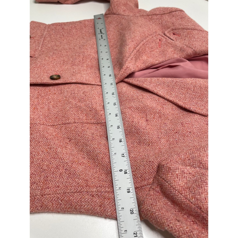 LL Bean Womens Coral Pink Herringbone Wool Silk‎ Blend Blazer Jacket L Old Money - Picture 8 of 9